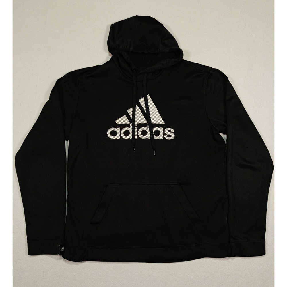 Adidas Mens Black Logo Performance Hoodie Sweatshirt GR7392 Size M